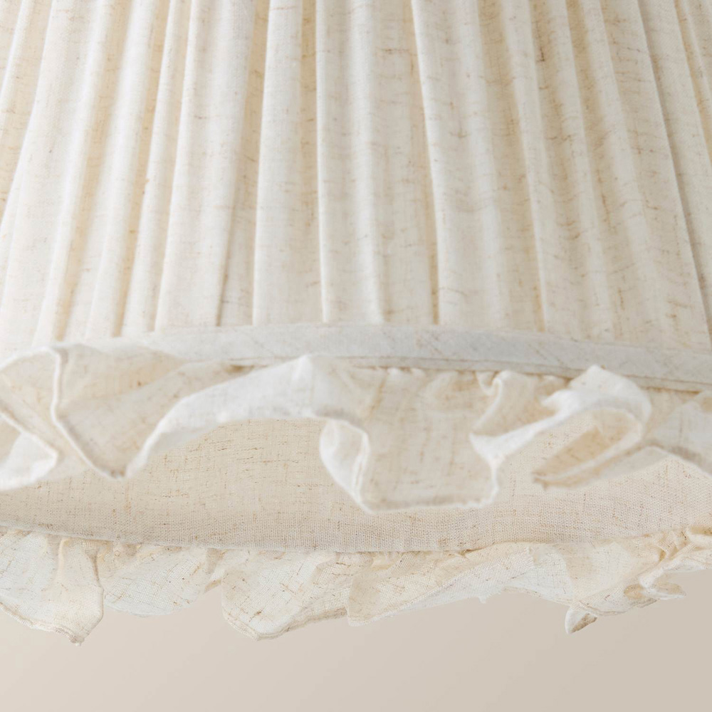 ValueLights Faye Linen Tapered Ruffle Detail Trim Easy Fit Pendant Shade 40cm Image 5