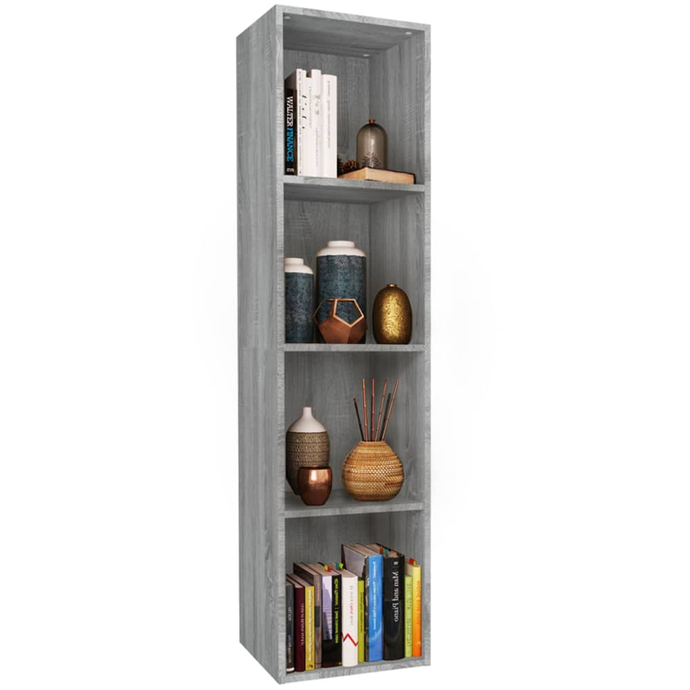 vidaXL 4 Shelf Grey Smoked Oak Bookcase Image 4