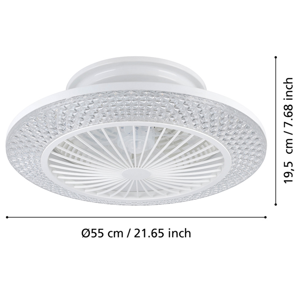 EGLO Malinska White Crystal Effect Integrated LED Ceiling Fan Image 4