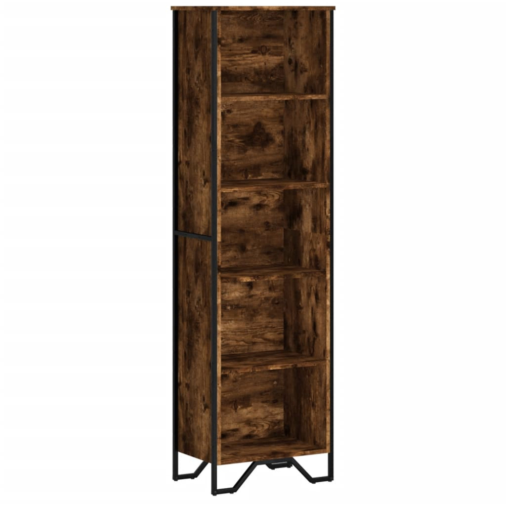 vidaXL 5 Shelf Smoked Oak Tall Bookcase Image 2