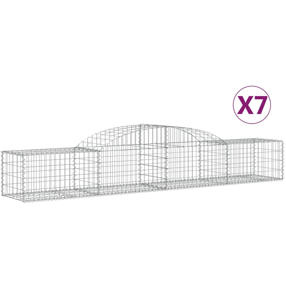 vidaXL Silver Galvanised Iron Arched Gabion Basket 300 x 50 x 40/60cm 7 Pack Image 2