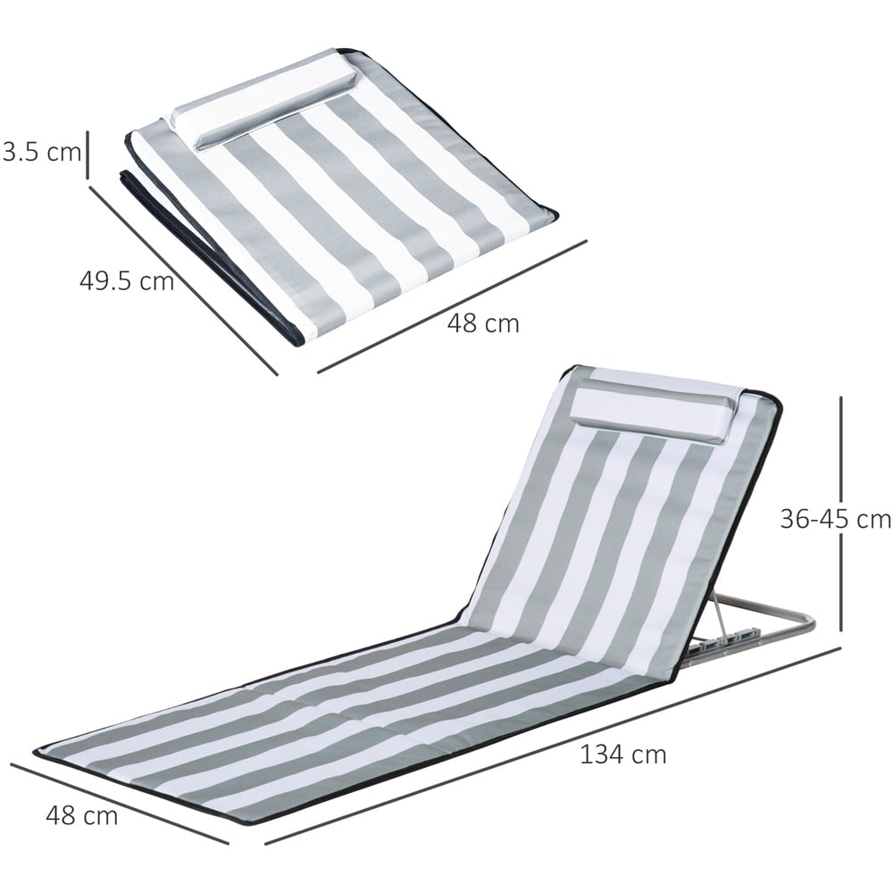 Outsunny Set of 2 Light Grey Adjustable Folding Sun Lounger Image 8