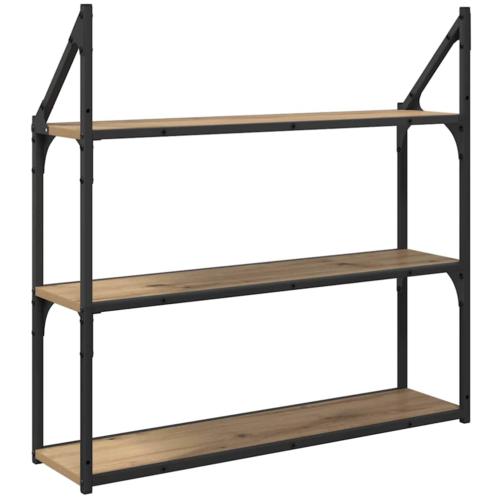 vidaXL 80cm 3 Shelf Artisan Oak Wall Shelf Image 6