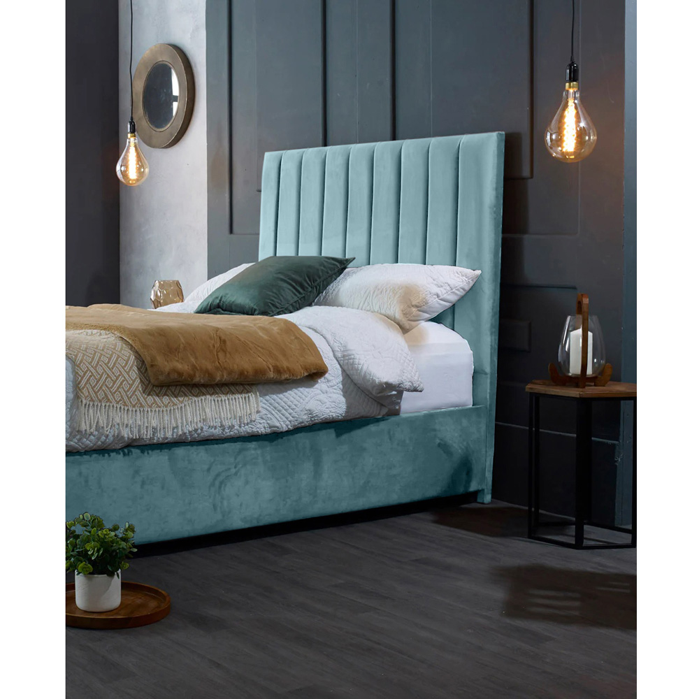 Eleganza Home Redding Double Duck Egg Plush Velvet Bed Frame with Headboard Image 2