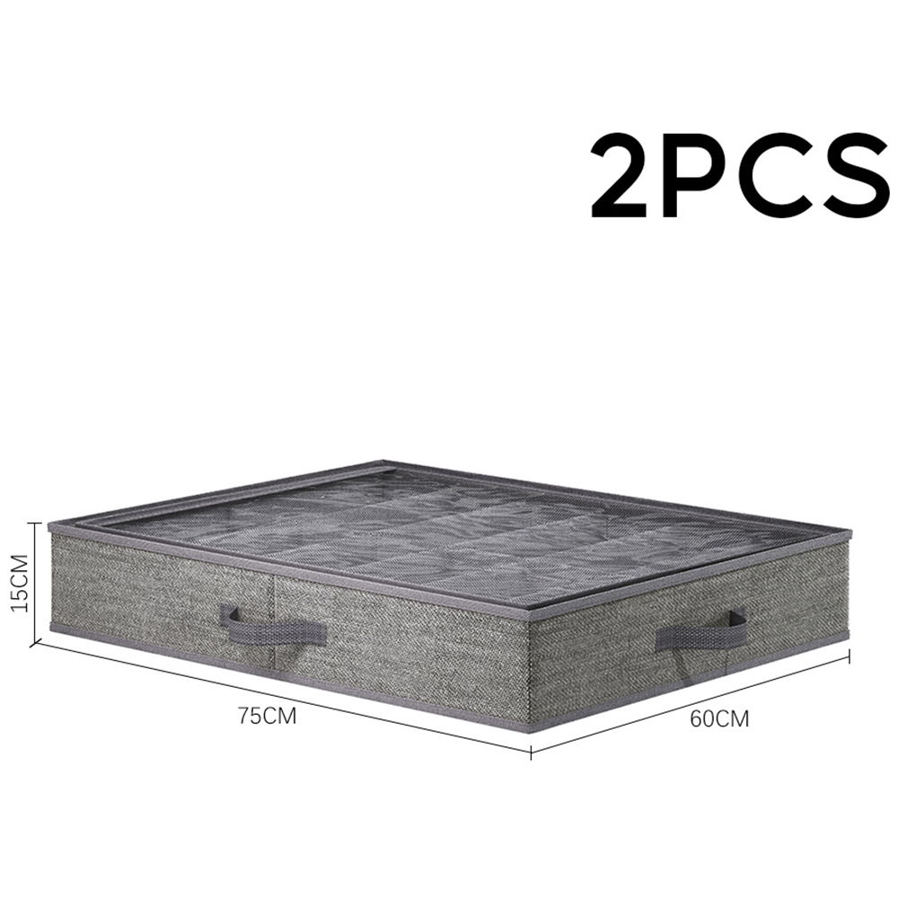 H&O Direct Set of 2 Grey Underbed Storage Organisers Image 5