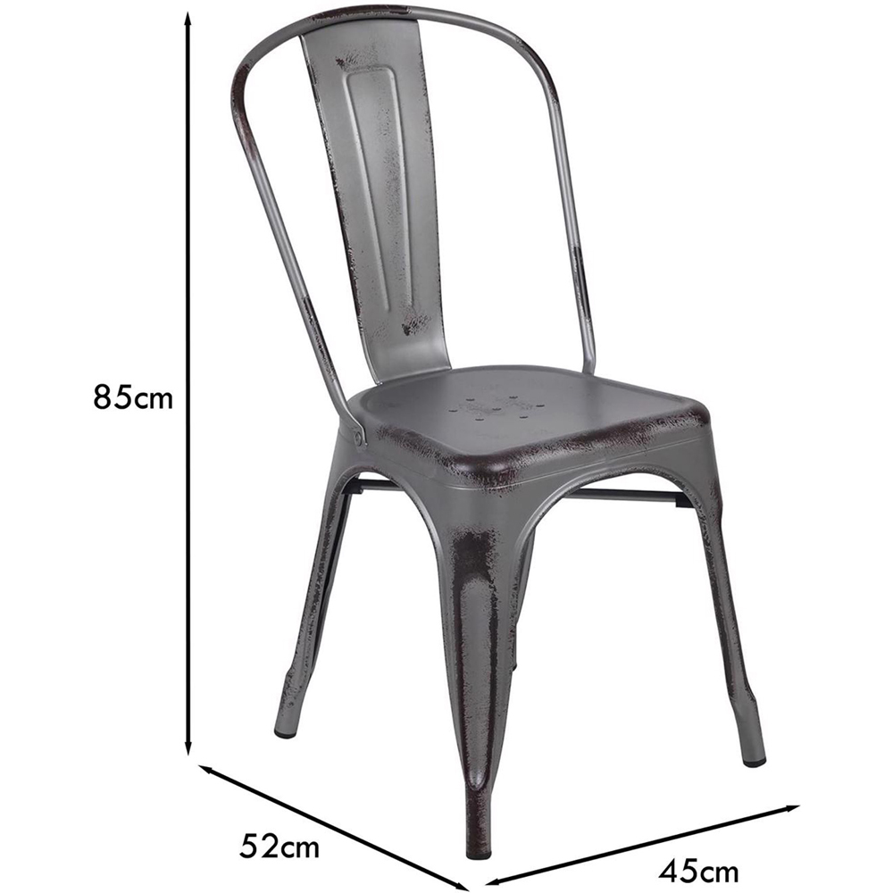 FWStyle Set of 4 Silver Grey Assembled Steel Chairs Image 6