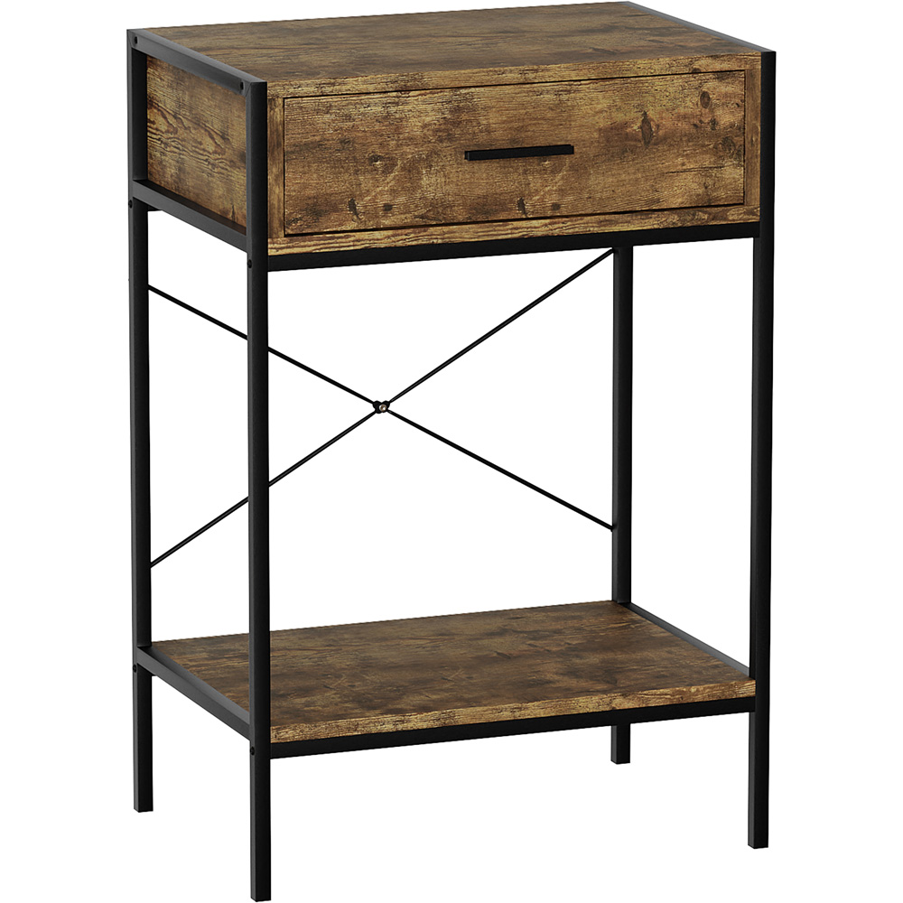 Vida Designs Brooklyn Single Drawer Dark Wood Rustic Industrial Console Table Image 2