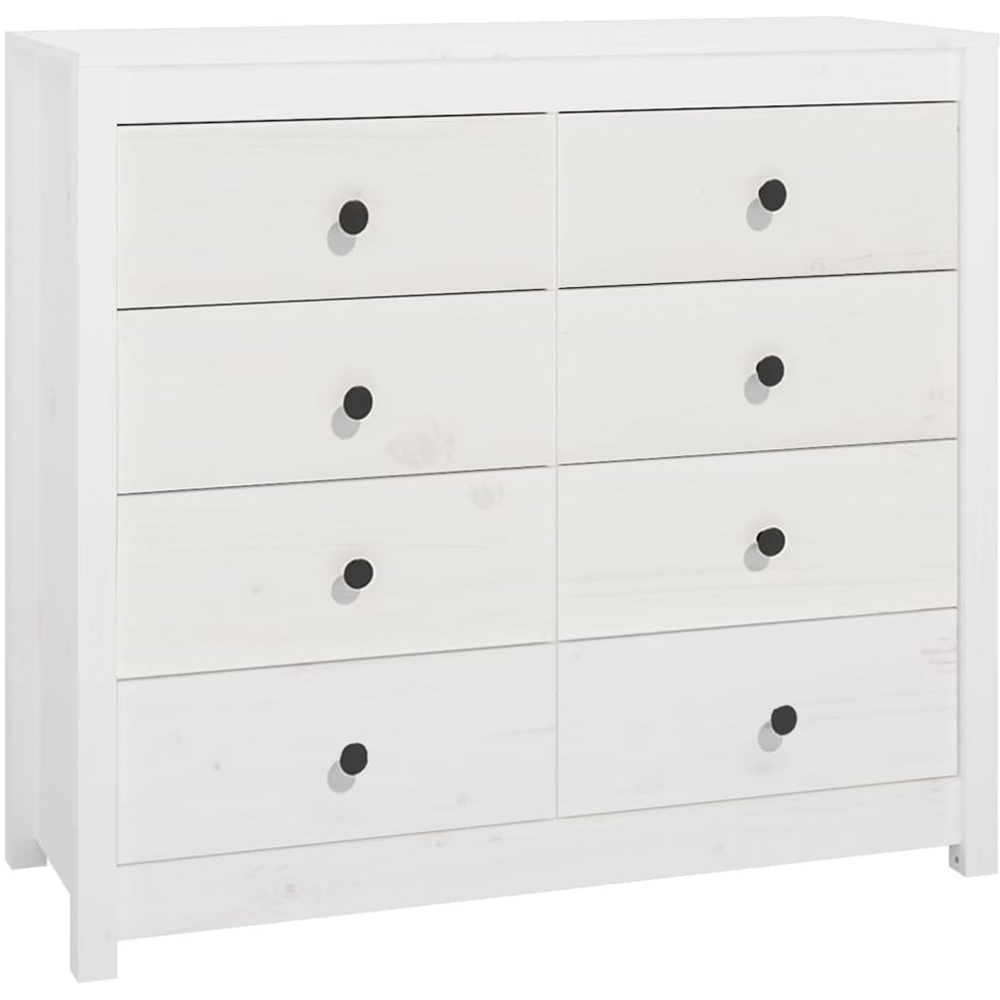 vidaXL 8 Drawer White Solid Pine Wood Sideboard Image 2