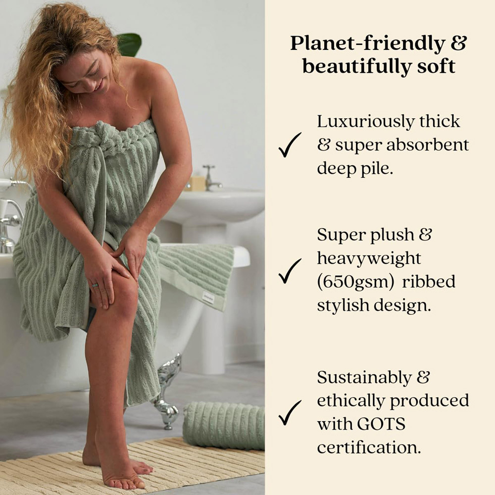 Misona Organic Cotton Sage Green Bath Sheet Image 3