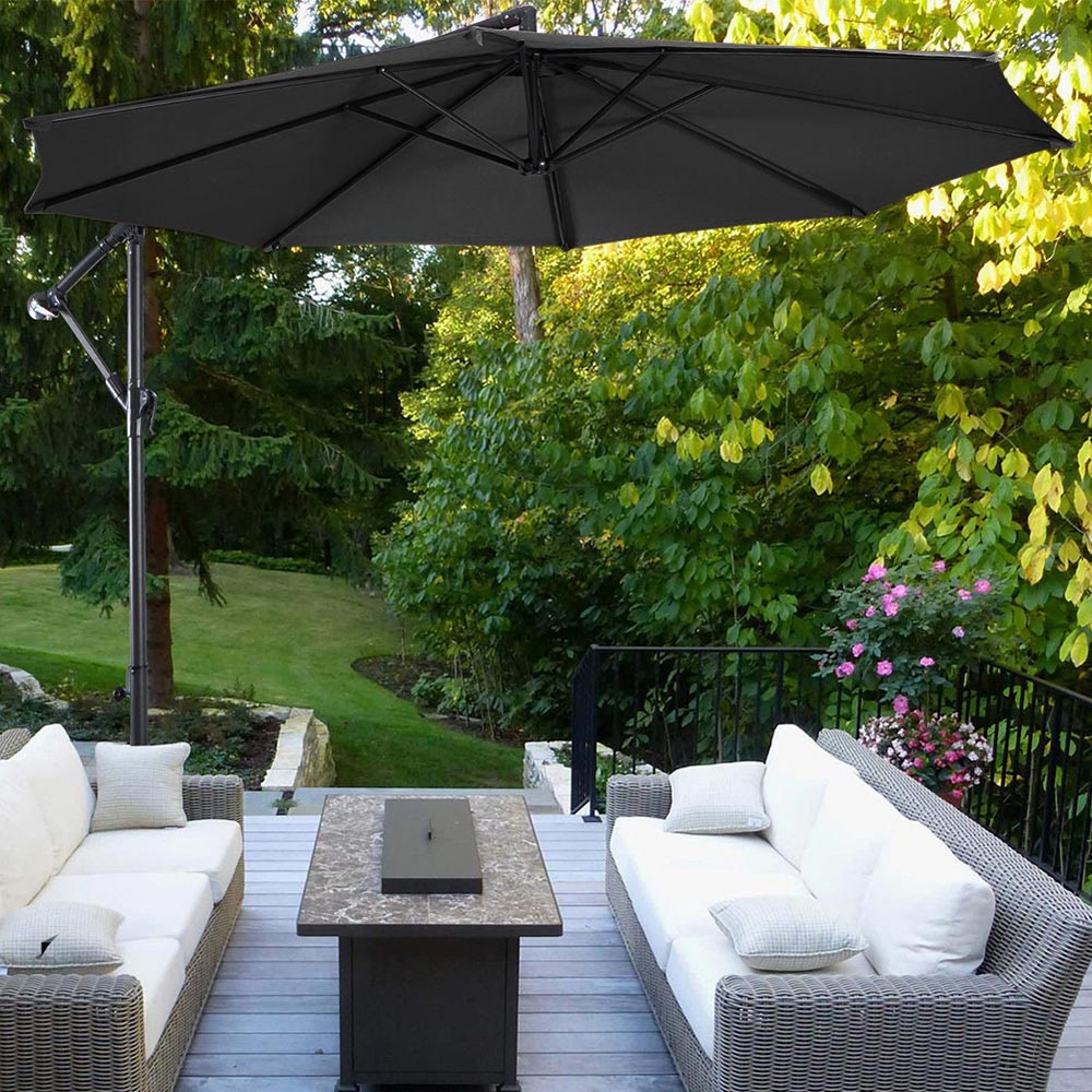 Living and Home Black Garden Cantilever Parasol with Round Base 3m Image 5