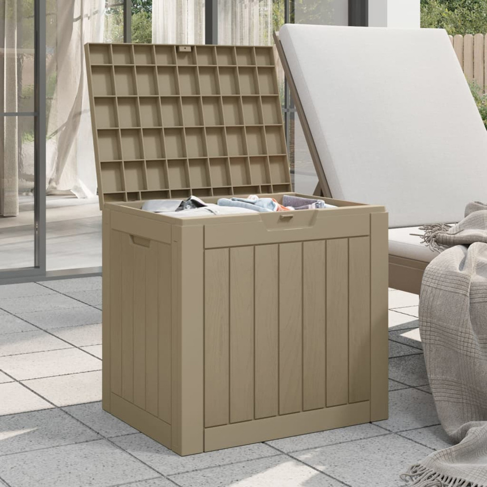vidaXL 118L Grey Polypropylene Garden Storage Box Image 2