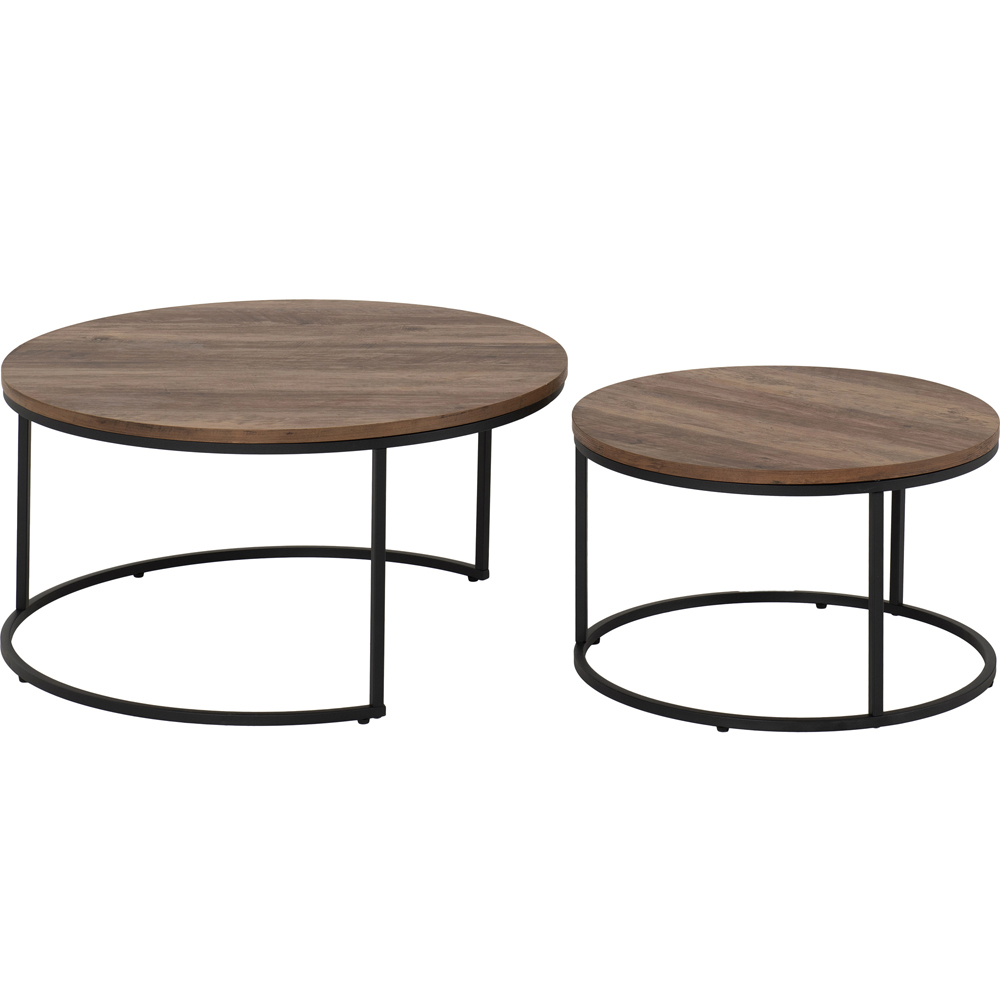 Seconique Quebec Oak Effect Round Nest of Coffee Tables Set of 2 Image 4