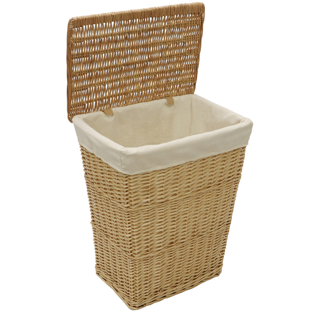 JVL  Acacia Honey Rectangular Willow Laundry Basket with Lid 65L Image 3