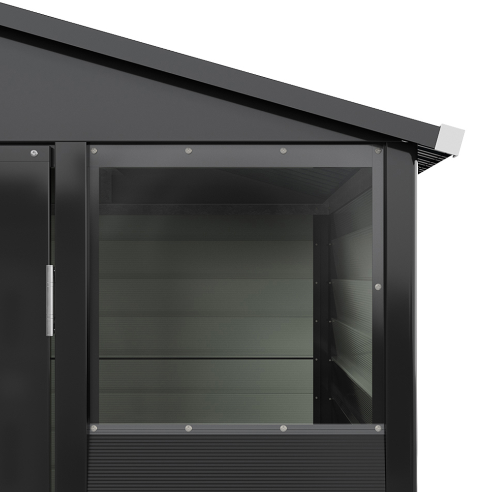 Living and Home 8 x 5.7ft Black Metal Apex Roof Garden Storage Shed Image 5