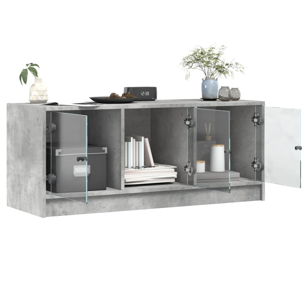 vidaXL 3 Glass Door Concrete Grey TV Cabinet Image 5