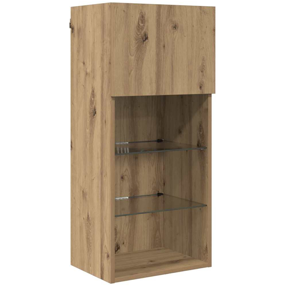 vidaXL Single Door 3 Shelf Artisan Oak Wide Wall Mounted LED TV Unit Image 4