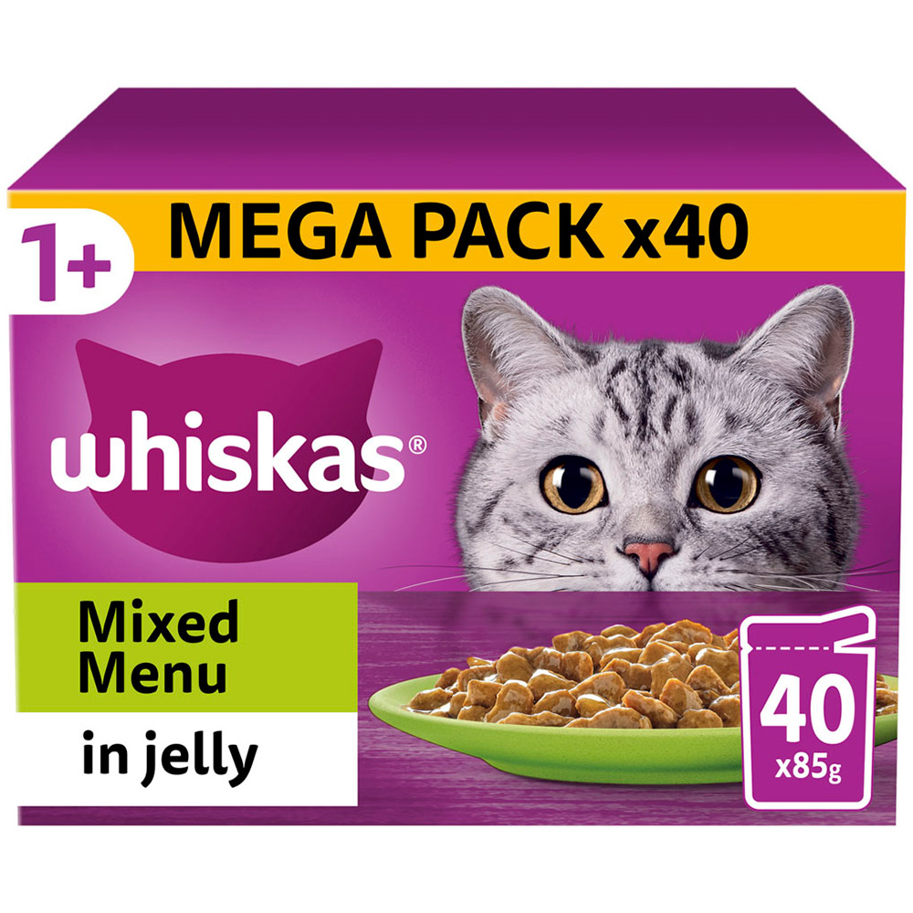 Whiskas Adult Wet Cat Food Pouches Mixed Menu Selection in Jelly 40 x 85g Image 1