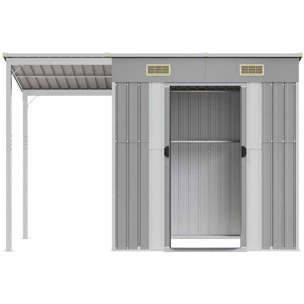vidaXL 9 x 3.5ft Grey Galvanised Steel Garden Shed with Extended Roof Image 4