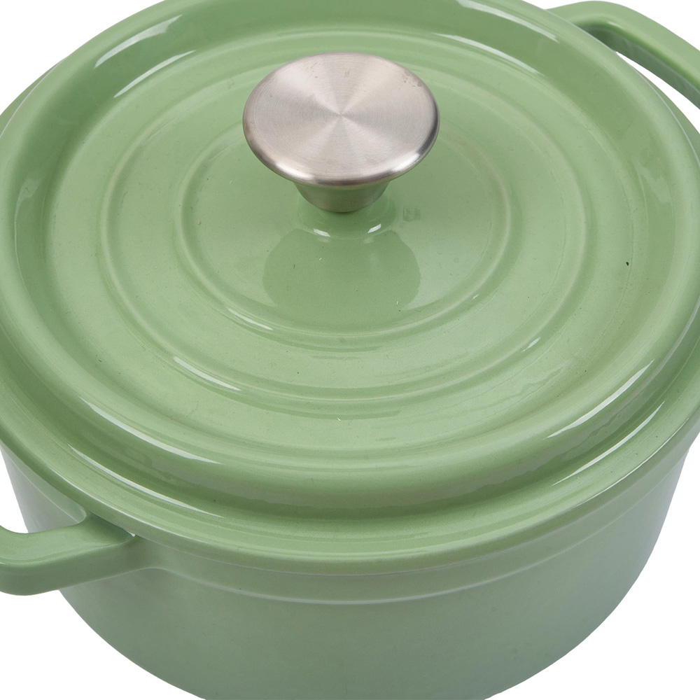 Living and Home Matcha Green Enamelled Cast Iron Dutch Oven Pot 6L Image 5