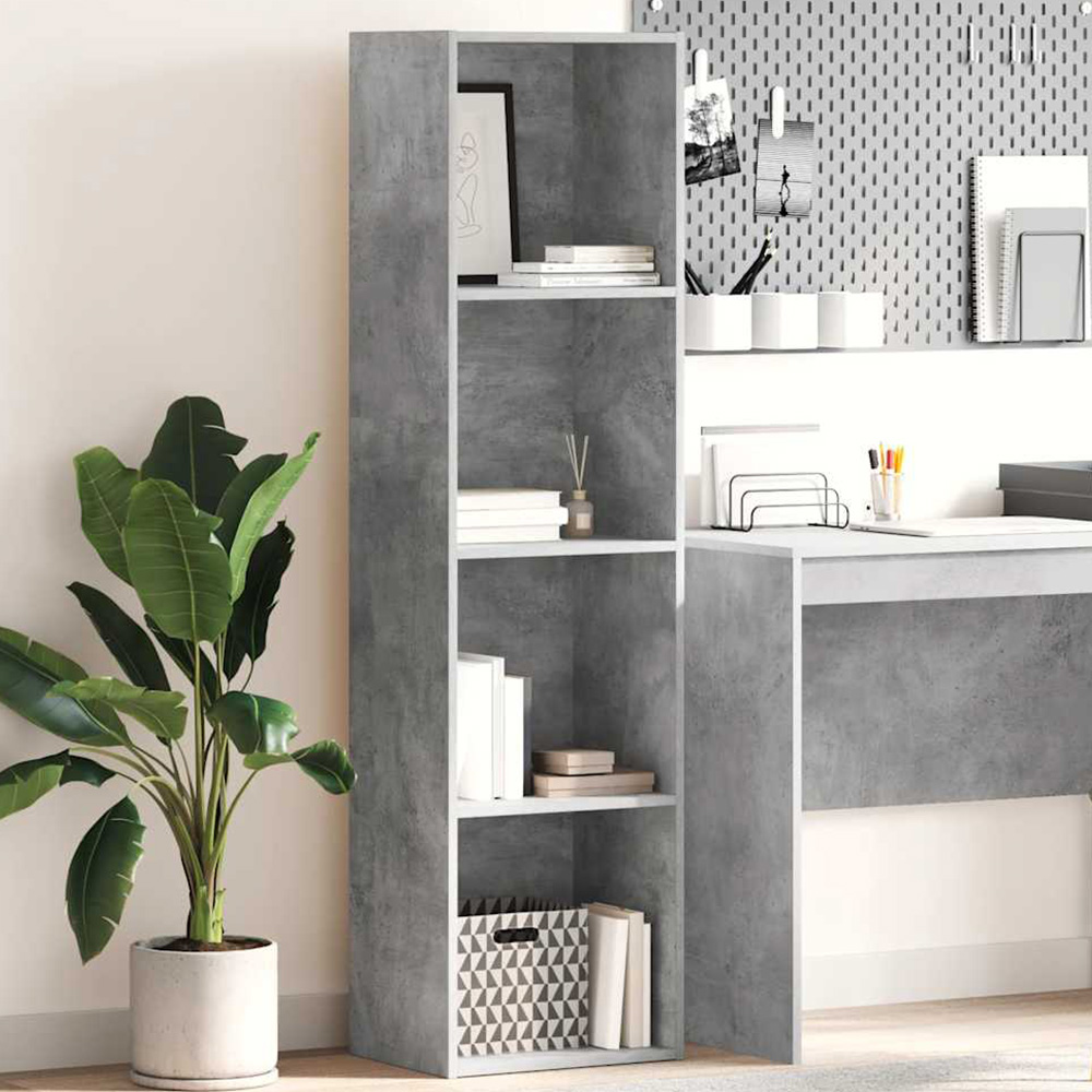 vidaXL 4 Shelf Concrete Grey Bookcase Image 1