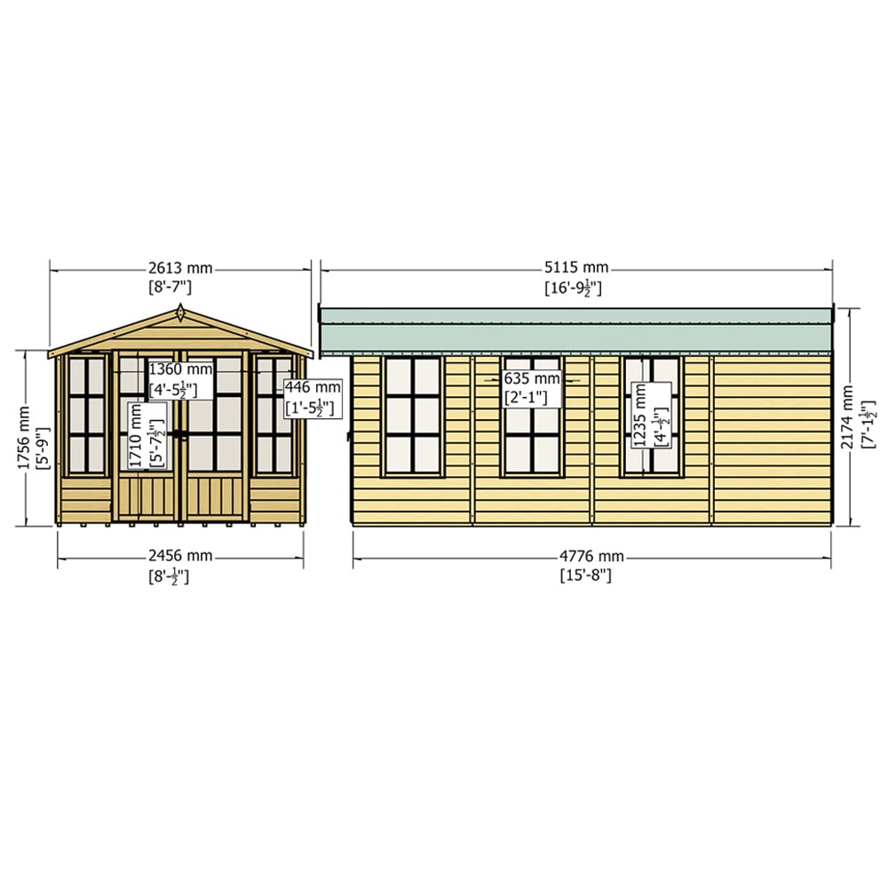 Shire Delmora 8 x 16ft Double Door Traditional Summerhouse Image 5