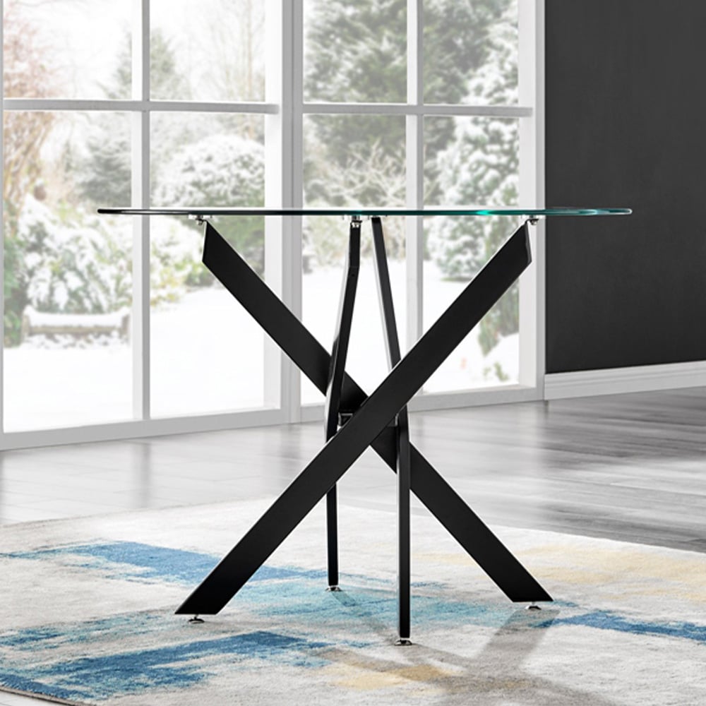 Furniturebox Arona Solara 4 Seater Round Dining Set Black and White Image 2