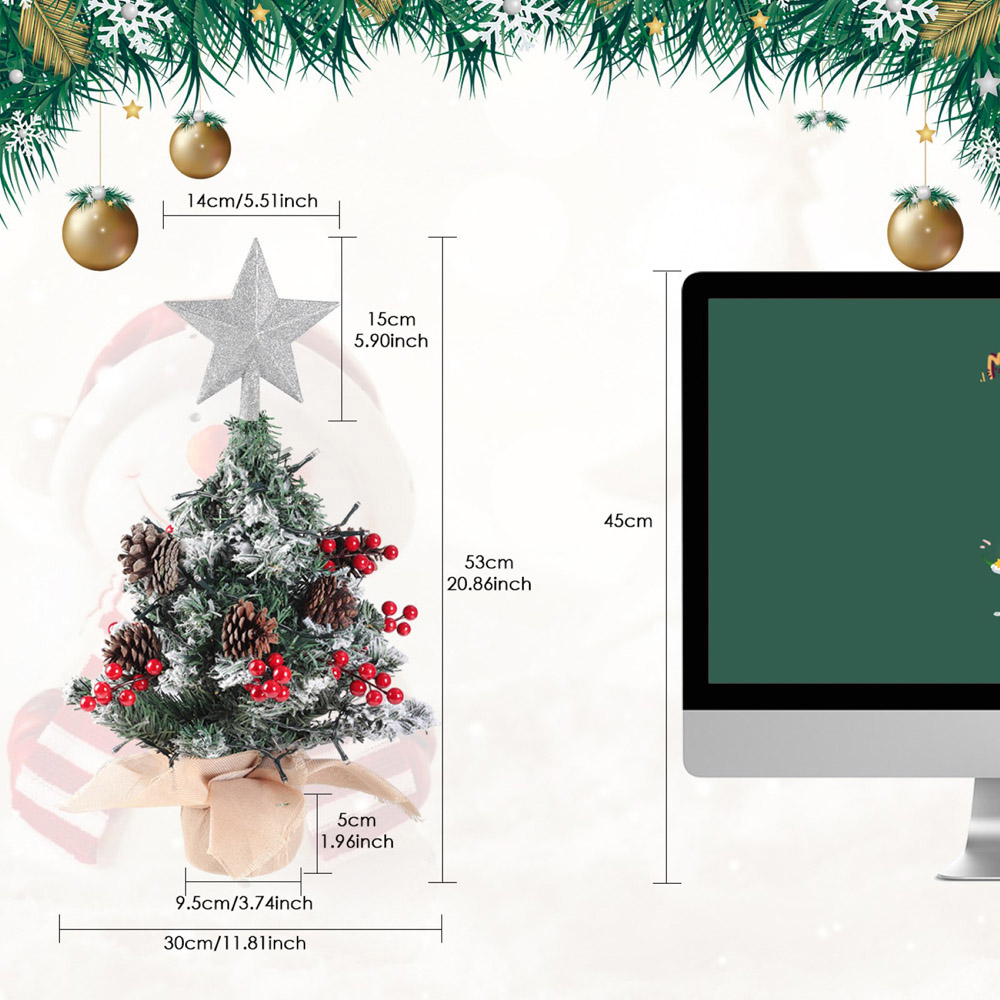 Living and Home Pre Lit Tabletop Christmas Tree with Star Topper Image 9
