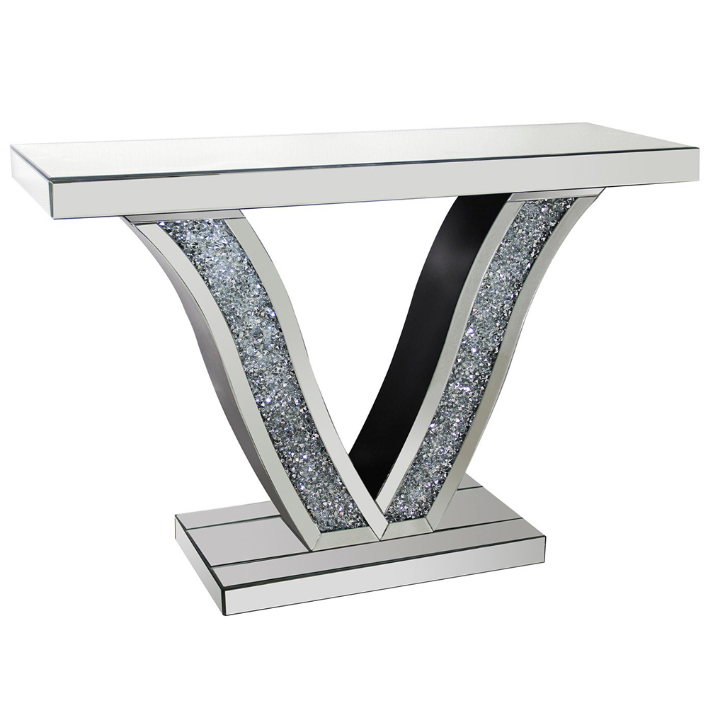 Aurora Crystal Mirrored Console Table  - Silver Image 2