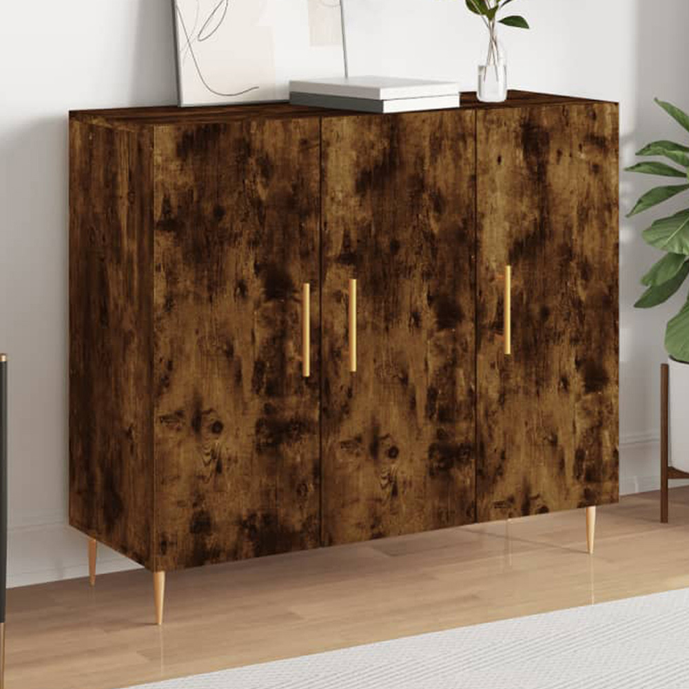 vidaXL 3 Door Smoked Oak Sideboard Image 1
