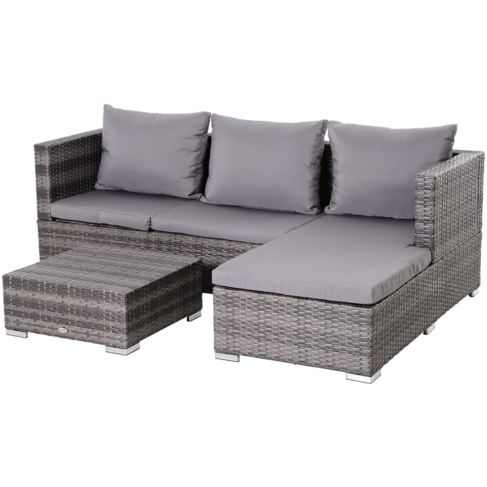 Outsunny 4 Seater Grey PE Rattan Outdoor Sofa Dining Set Image 2