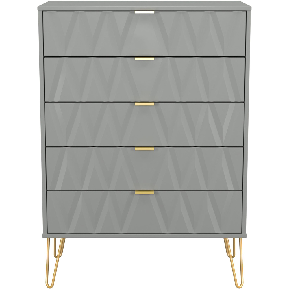Crowndale Diamond 5 Drawer Dusk Grey Chest of Drawers Ready Assembled Image 3