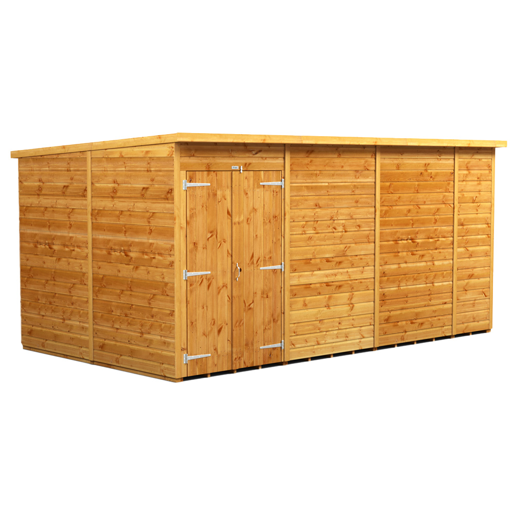 Power Sheds 14 x 8ft Double Door Pent Wooden Shed Image 1