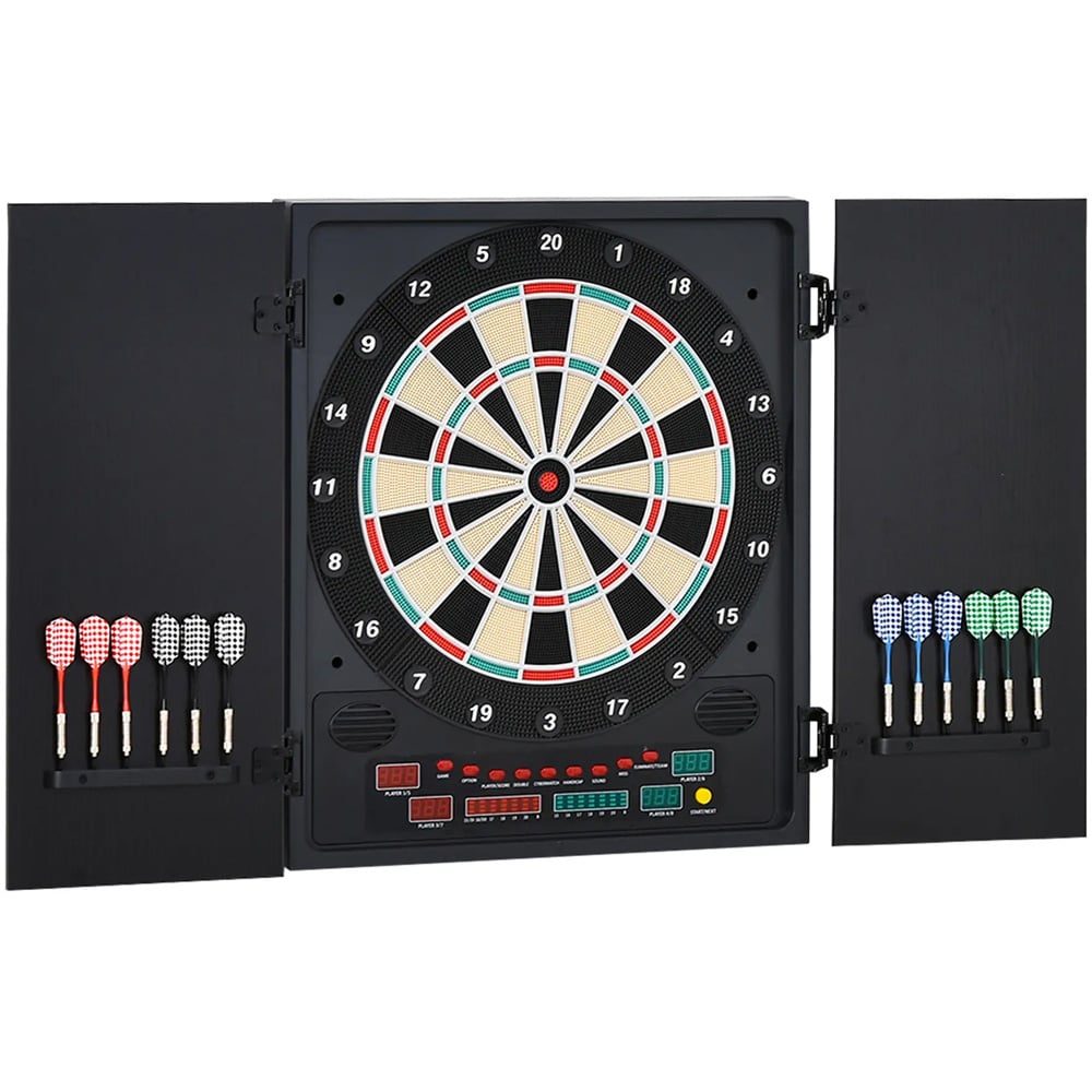 HOMCOM Electronic Dartboard Cabinet with 12 Darts and LED Scoreboard Image 3