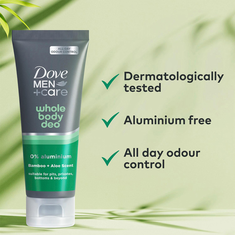Dove Men+Care Whole Body Bamboo and Aloe Deodorant Odour Control Cream 75ml 6 Pack Image 4