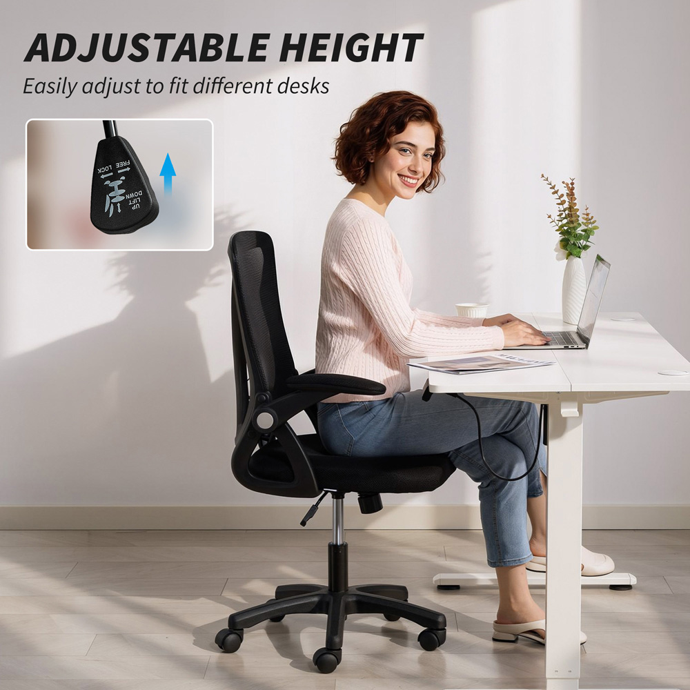 Portland Black Mesh Height Adjustable Office Chair with Lumbar Support Image 6