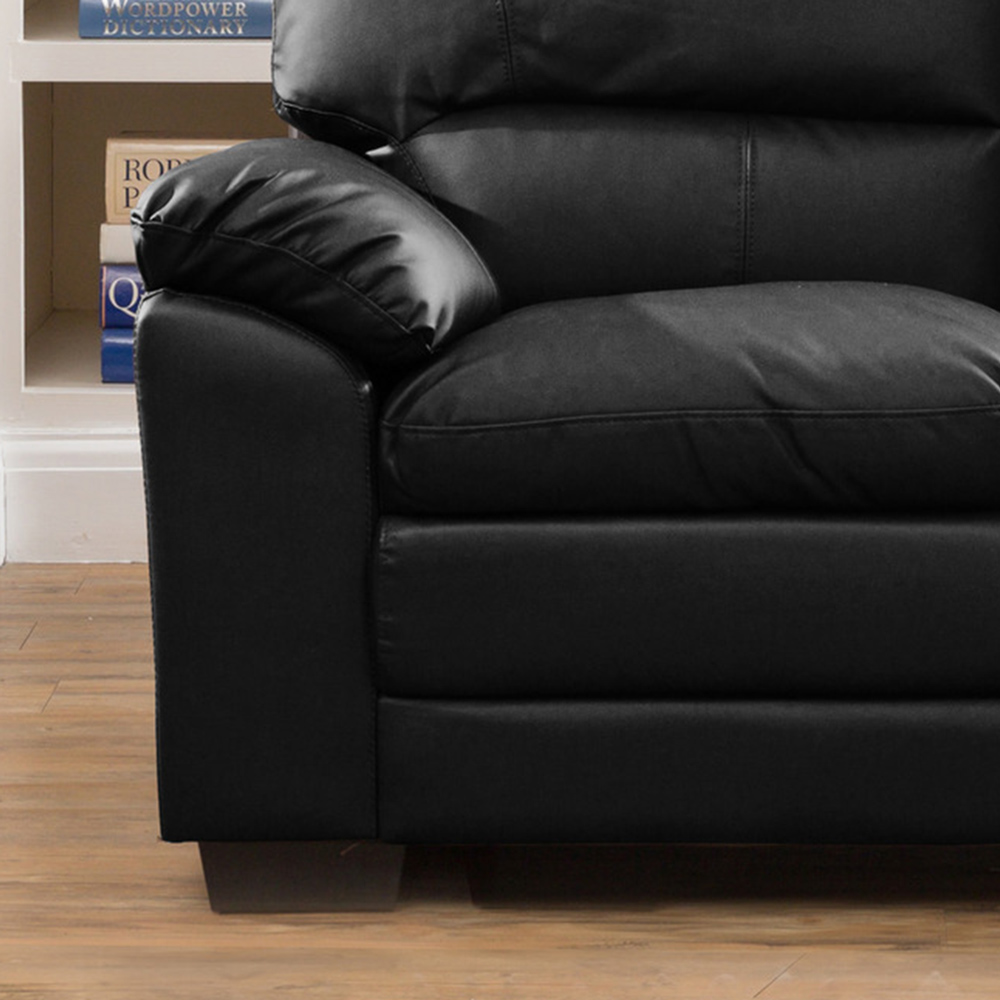 Genoa 2 Seater Black Bonded Leather Sofa Image 2