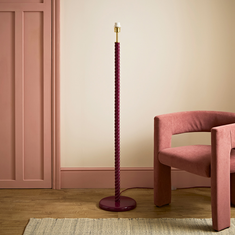 ValueLights Amara Pink Twist Wooden Floor Lamp Base Image 3