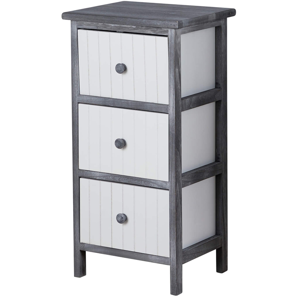 Home Source Mosbach 3 Drawer Black and White Solid Wooden Storage Unit Image 2