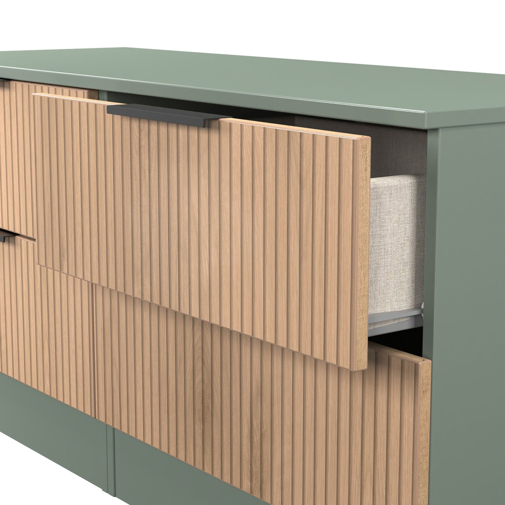 Crowndale Java 4 Drawer Slatt Effect and Reed Green Bedbox Image 5