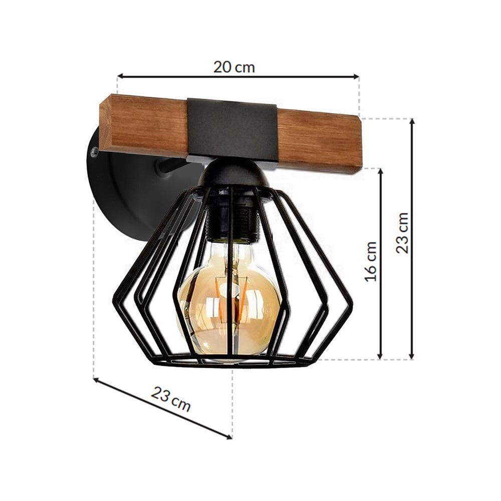 Milagro Ulf Black Wooden Wall Lamp 230V Image 5