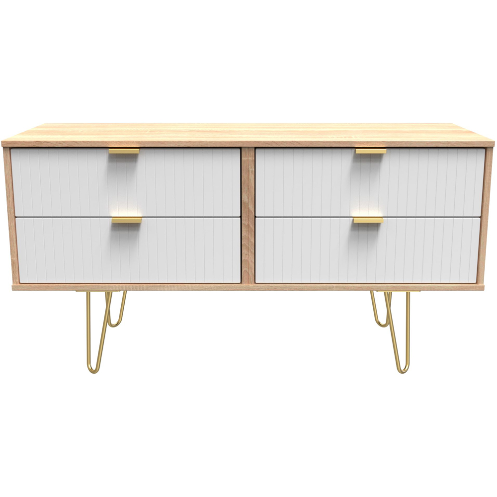 Crowndale 4 Drawer White Matt and Bardolino Oak Chest of Drawers Ready Assembled Image 3