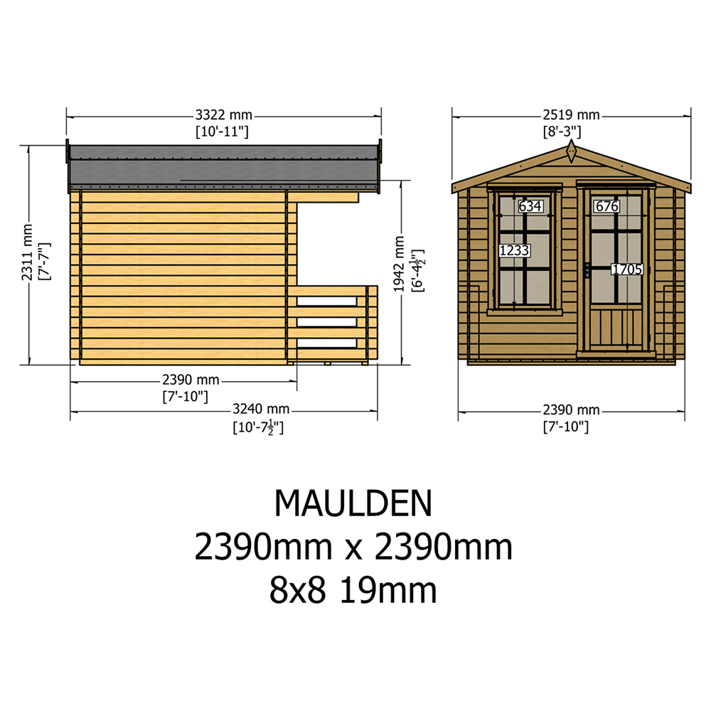 Shire Maulden 8 x 8ft Wooden Log Cabin Image 4