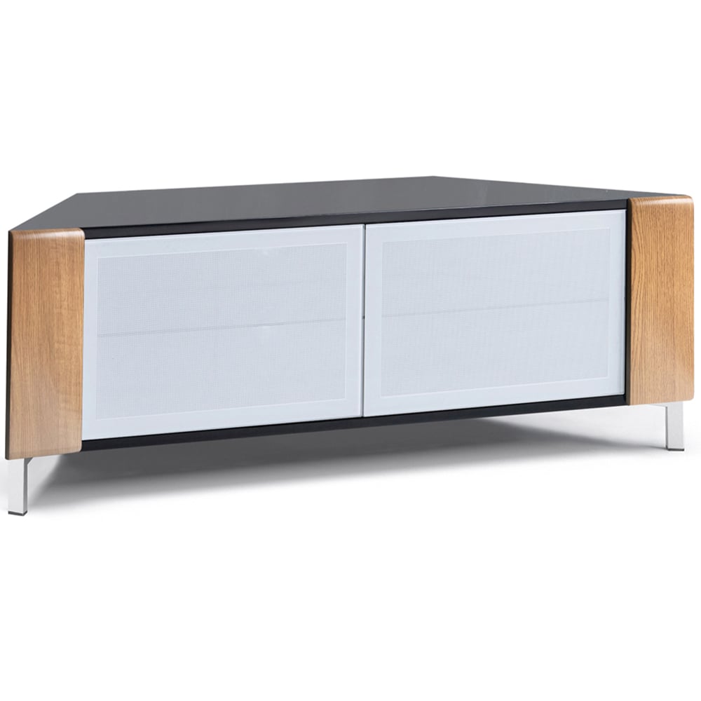 MDA Designs Corvus 2 Door Black Oak and White TV Cabinet Image 2
