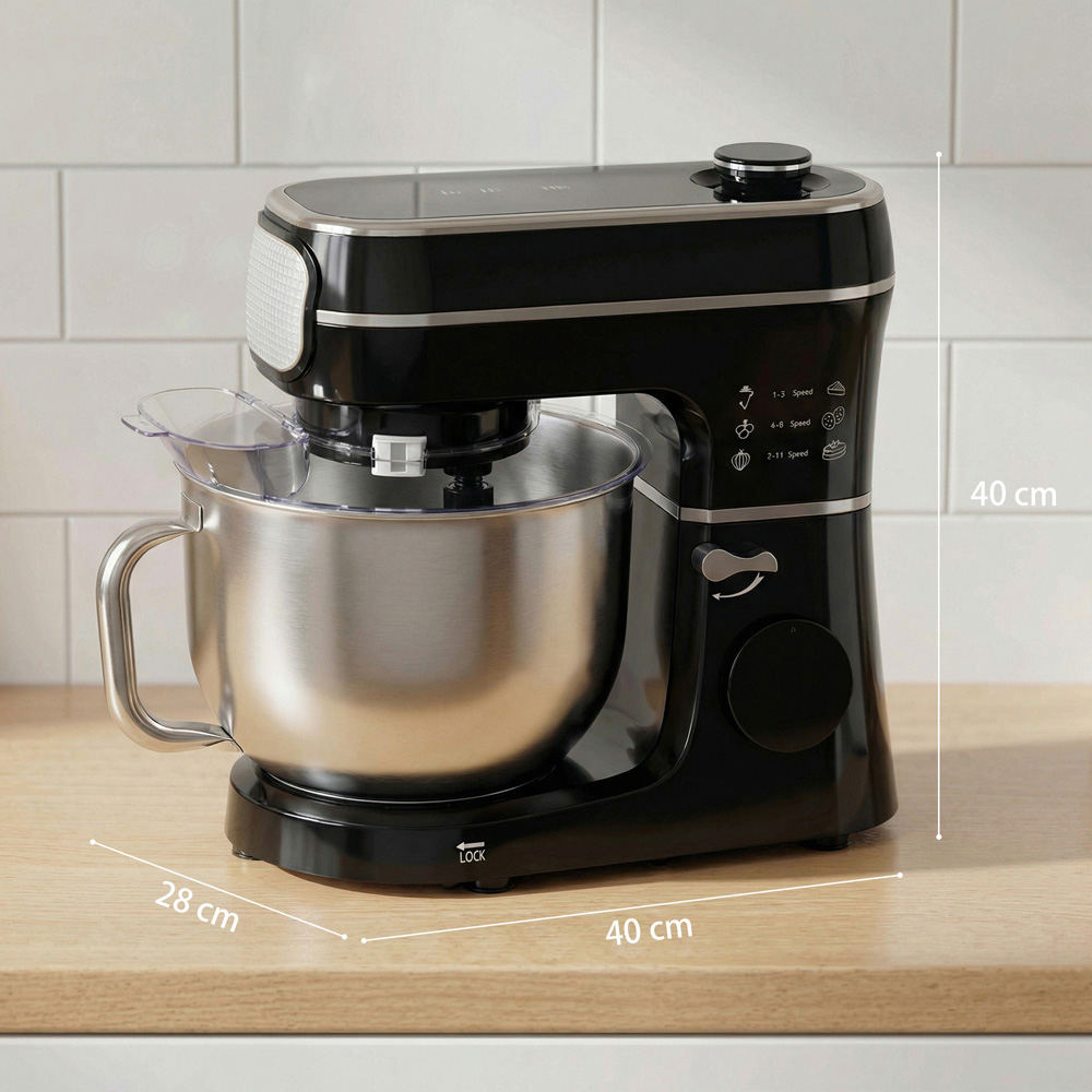 HOMCOM 800-296V70BK 11 Speed Black 6L Stand Mixer 1400W Image 9