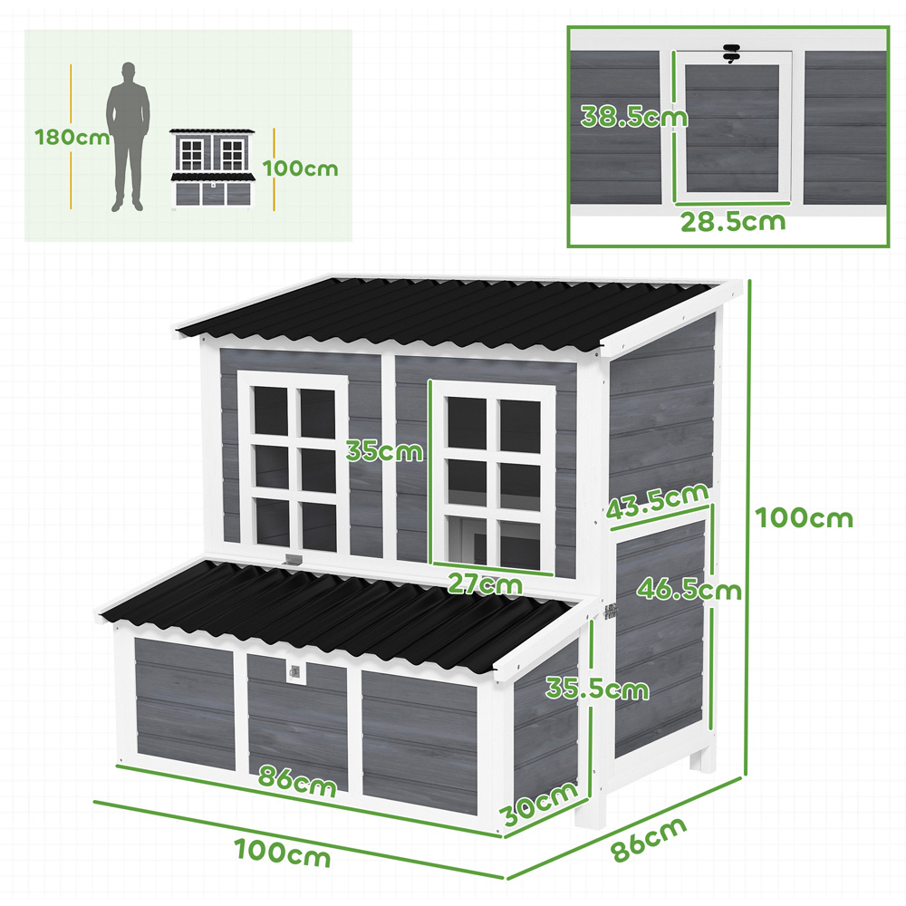 PawHut Wooden Chicken Coop with Nesting Boxes Image 9