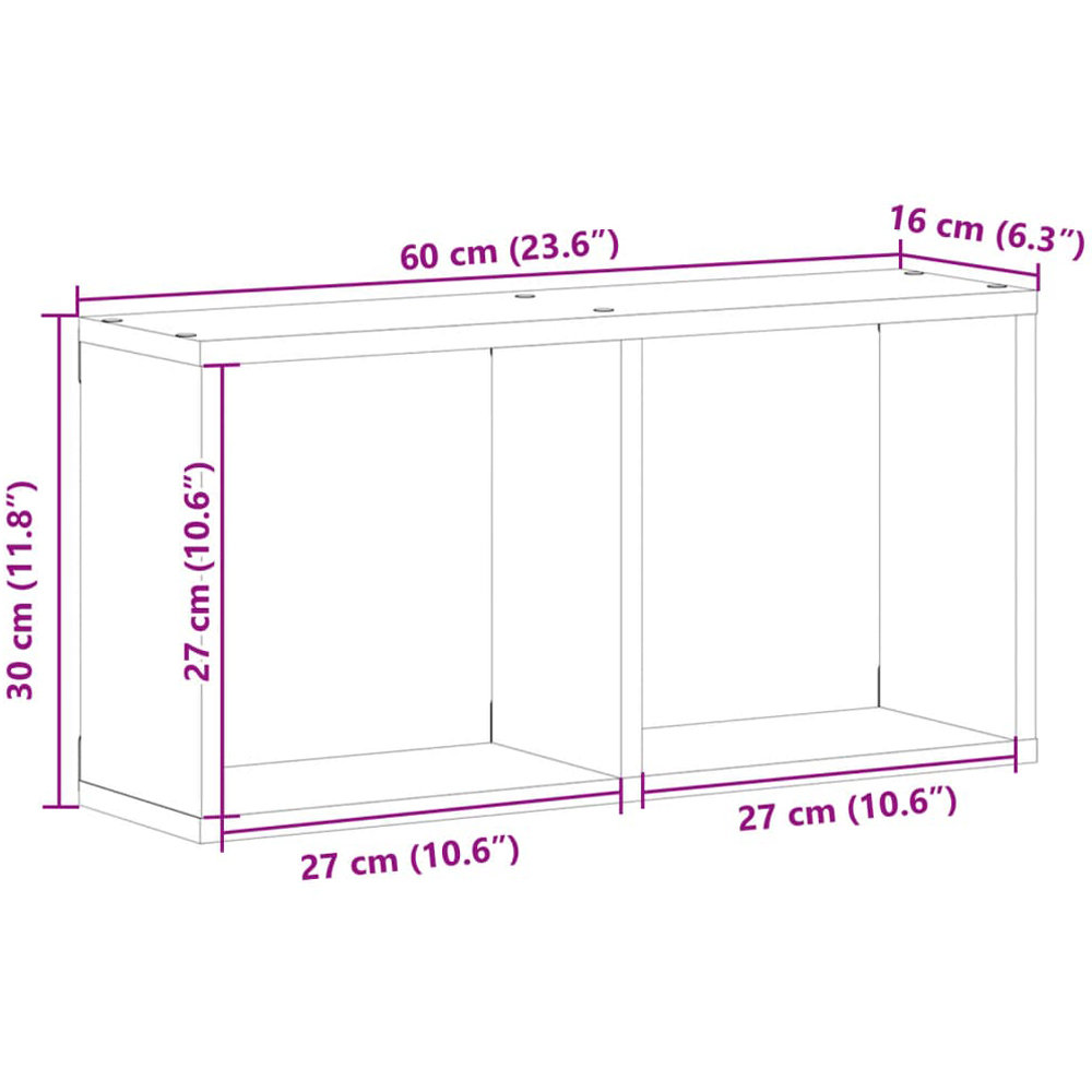 vidaXL 2 Shelf Grey Sonoma Floating Wall Shelf Image 6