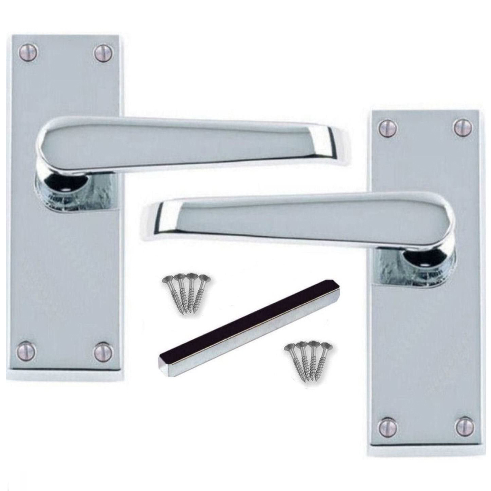 Golden Grace Polished Chrome Victorian Straight Latch Door Handle Set 6 Pack Image 3