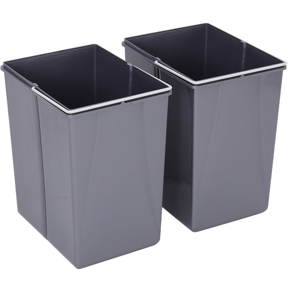 Living and Home Grey Cabinet Pull Out Double Waste Bin 40L Image 4