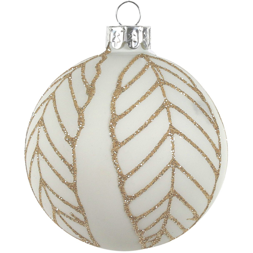 Single Decadent Bronze White Gold Glitter Christmas Bauble in Assorted styles Image 3