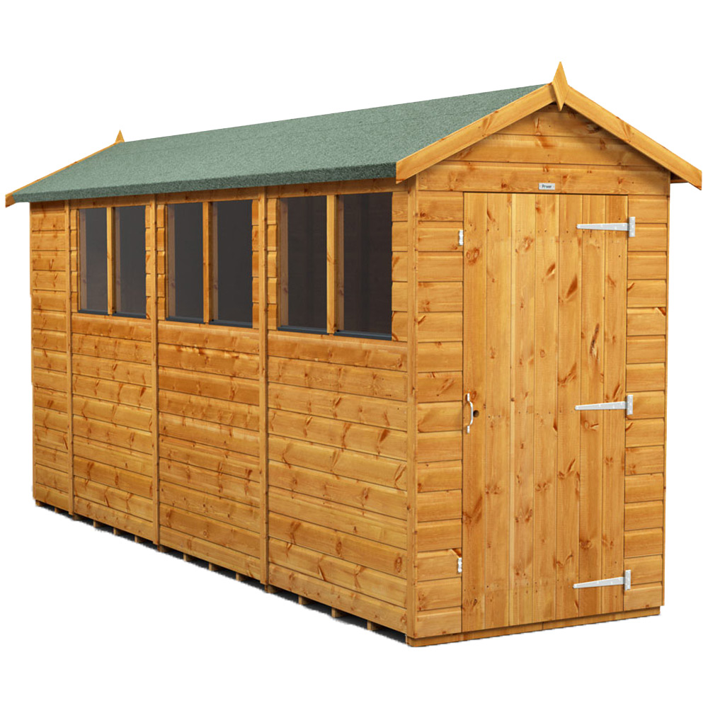 Power Sheds 14 x 4ft Apex Wooden Shed with Window Image 1